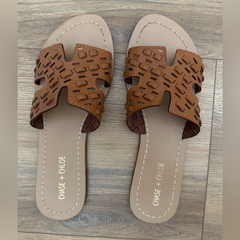 Chase + Chloe Tan Sandals with Woven Design